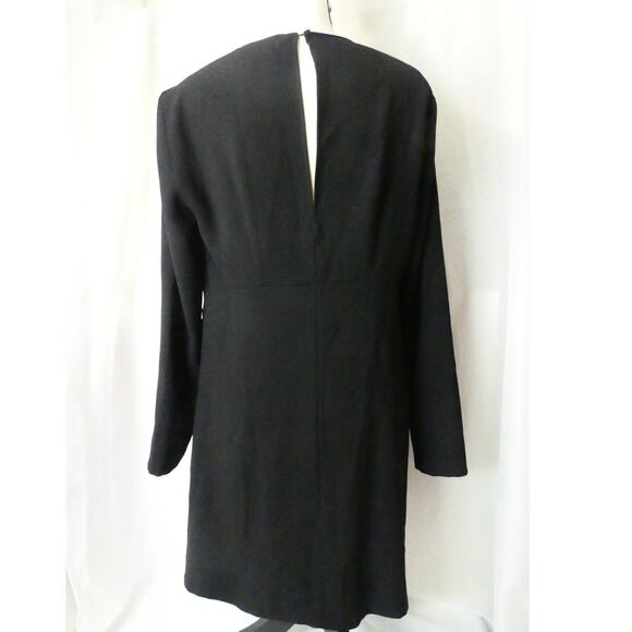 Zara Woman Large Black Dress Open Slit Back Flowy Long Sleeves Midi - Picture 4 of 6